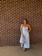 Maci Striped Jumpsuit- Light Blue