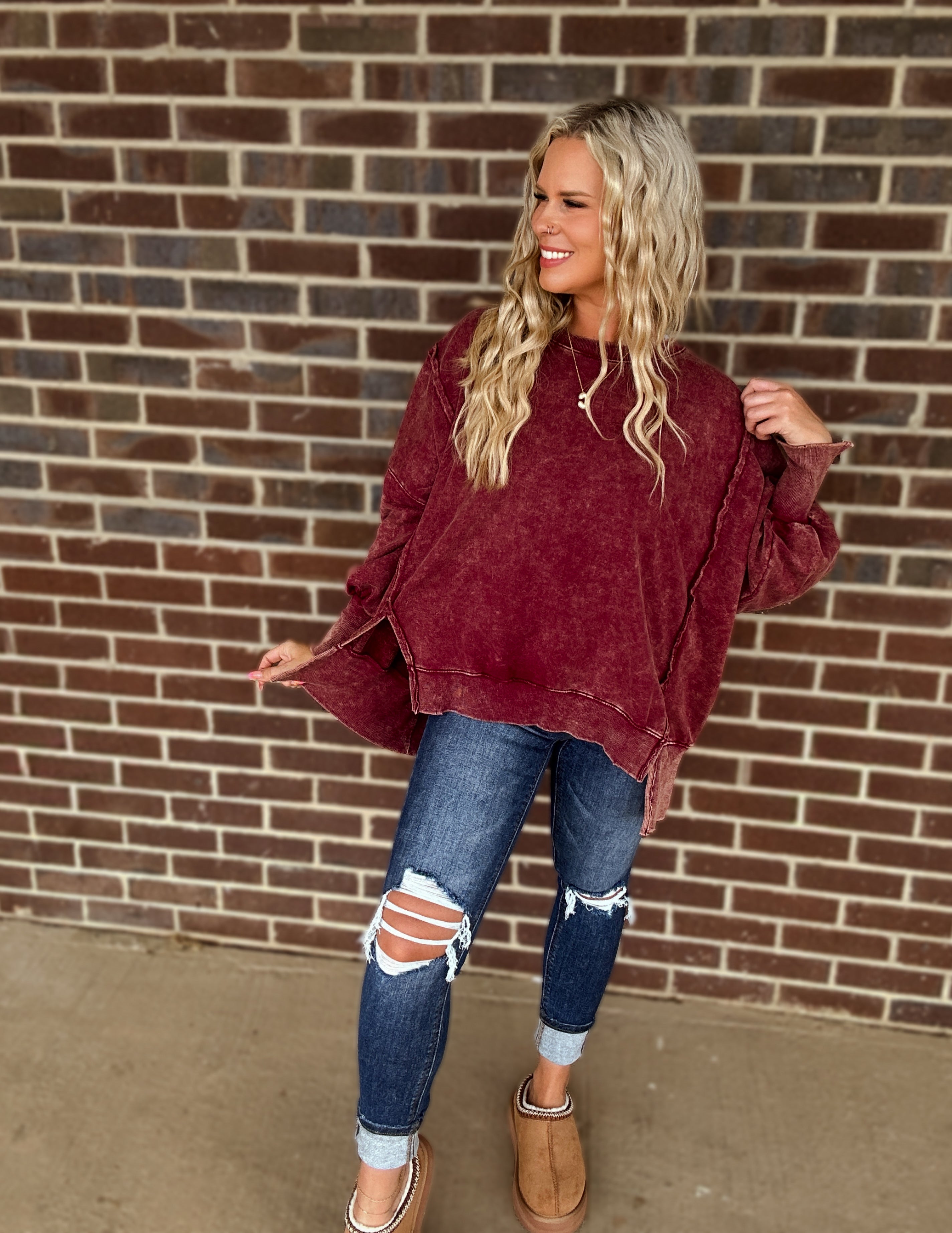 Oversized girlie pullover- Cabernet