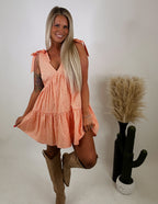 The Gingham Girl Dress- Orange