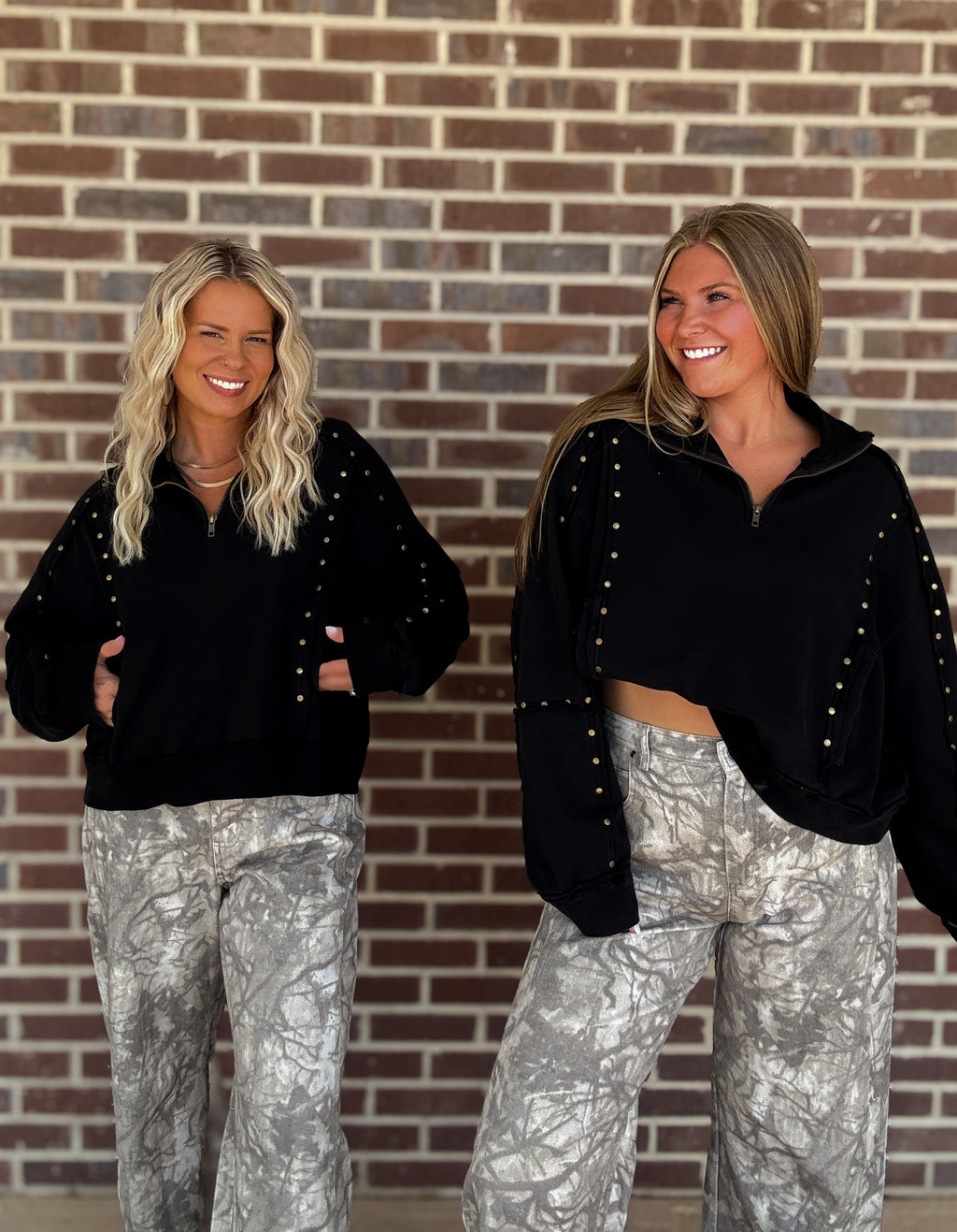 The Goldie Studded 1/2 Zip Pullover