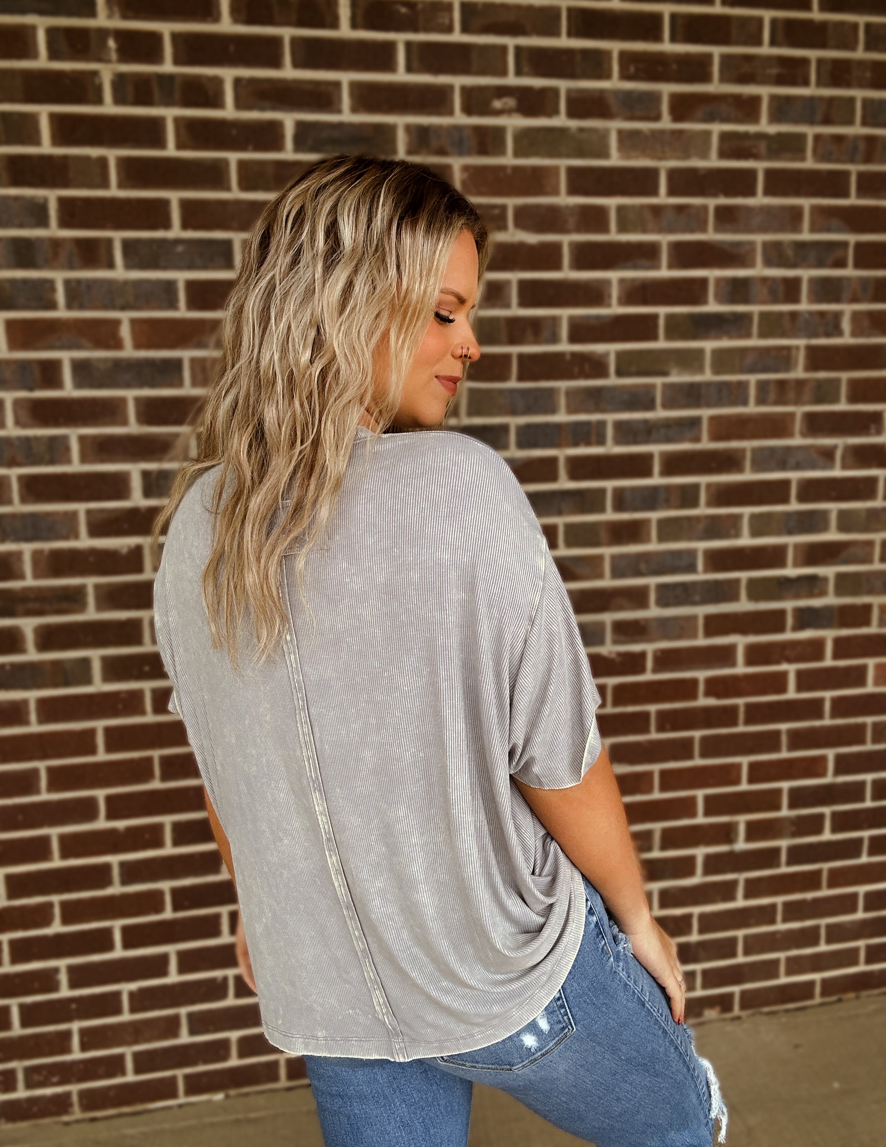 Almost The Weekend Pocket Tee- Sleet