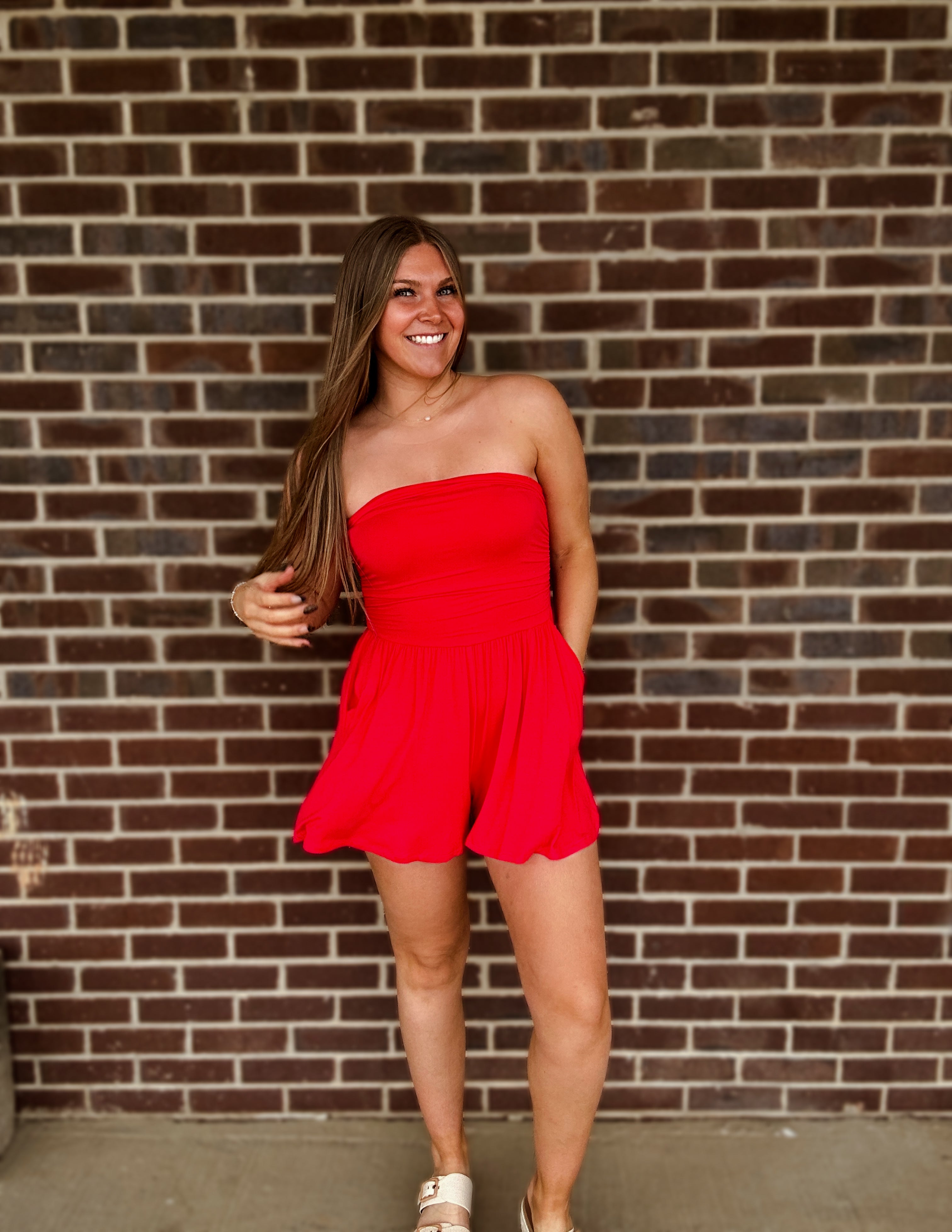 Here comes the sun Romper- Ruby Red