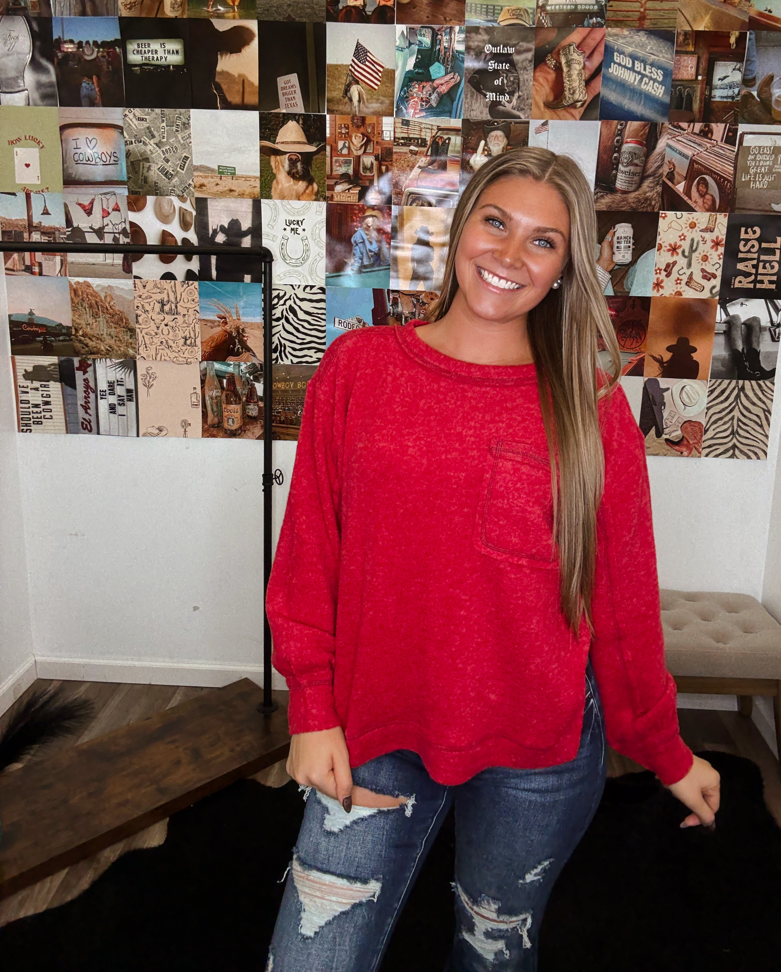 The Vintage Girl Top- Dark Red