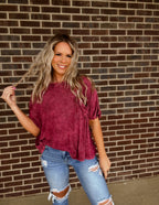 Almost The Weekend Pocket Tee- Cabernet