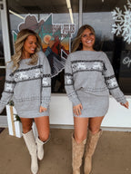 Reindeer Off The Shoulder Sweater Skirt Set