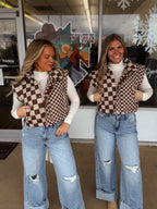 The Two Toned Checkered Puffer Vest