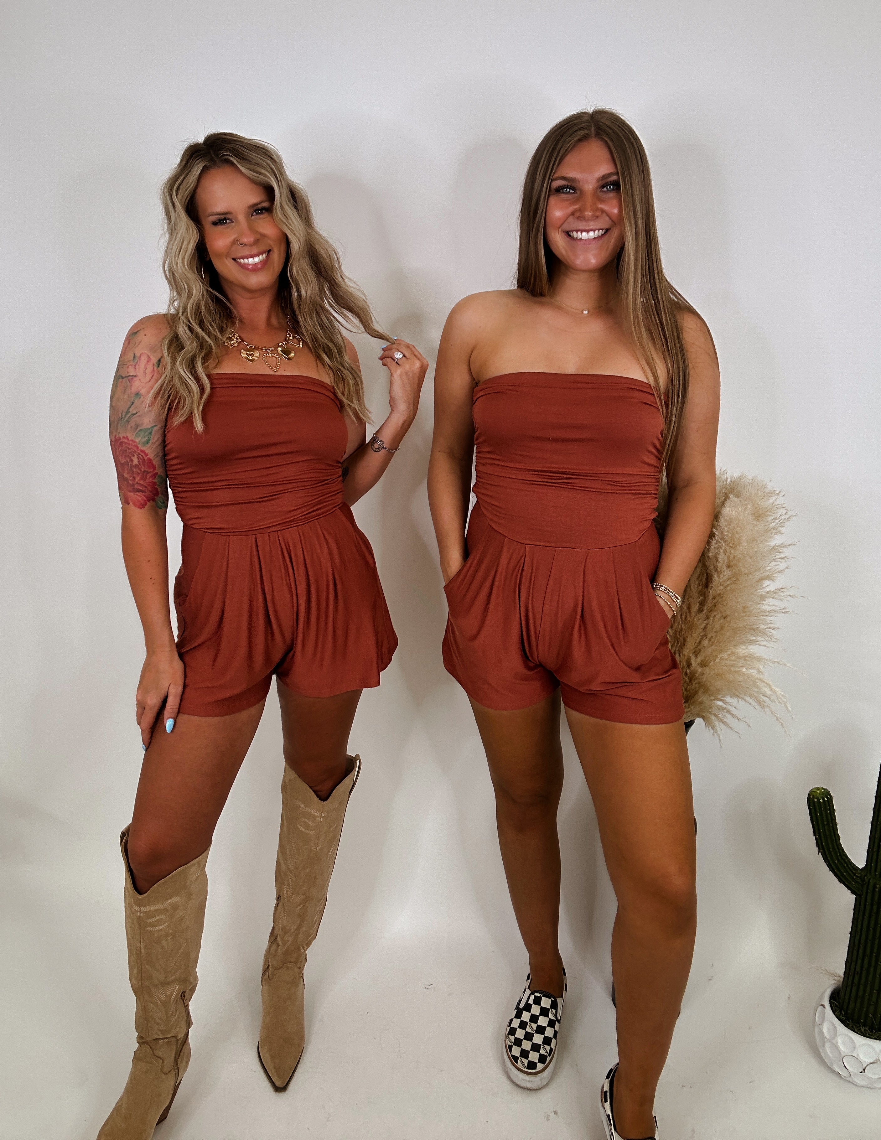 Here comes the sun Romper- Rust