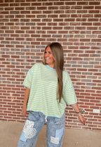 The Stripe Top- Mint/Blue