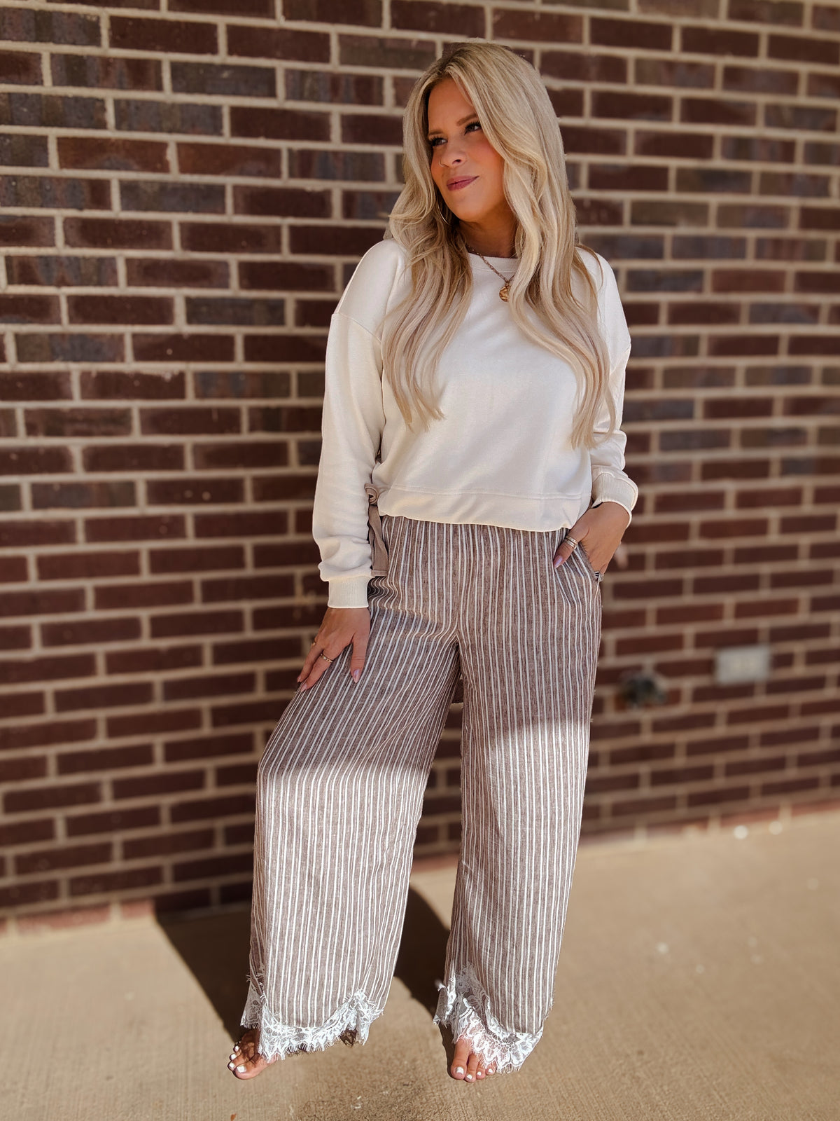 The Hayes Lace Trim Pants