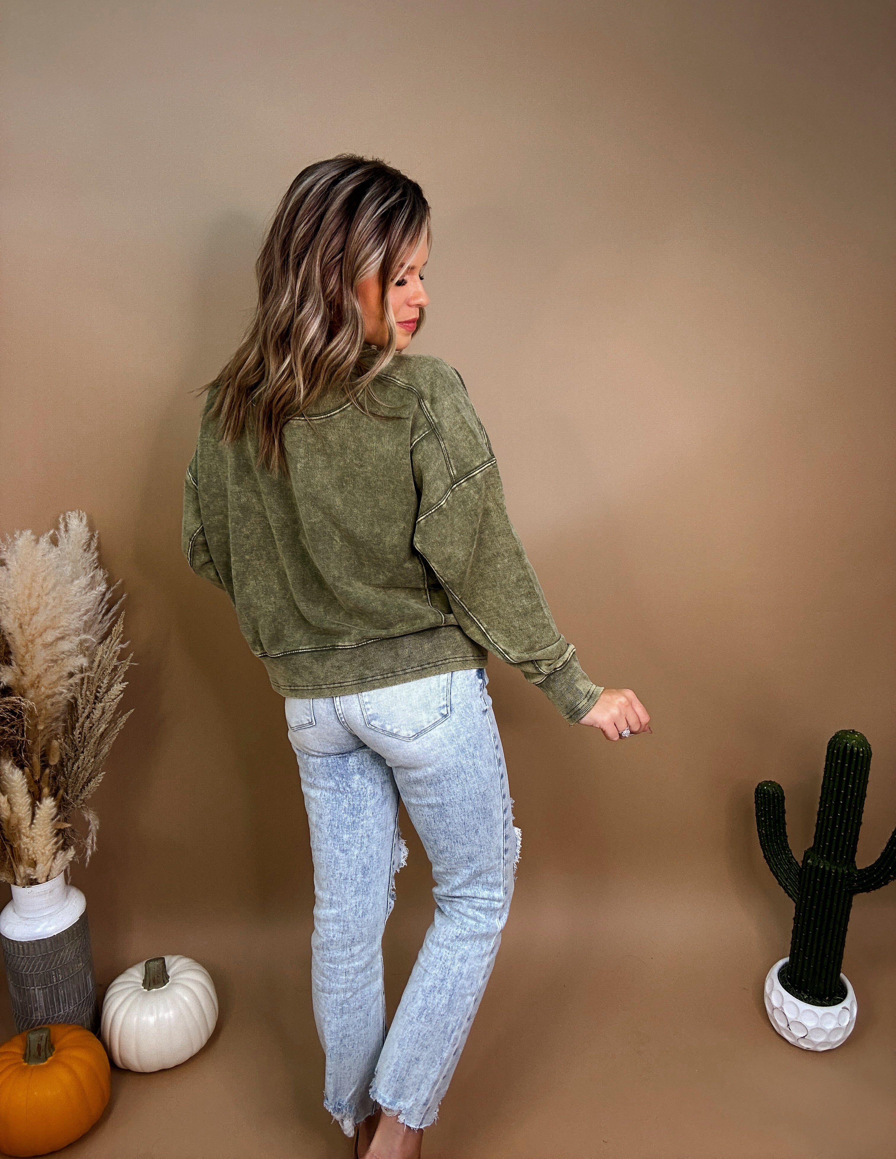 Cozy Nights Pullover- Olive