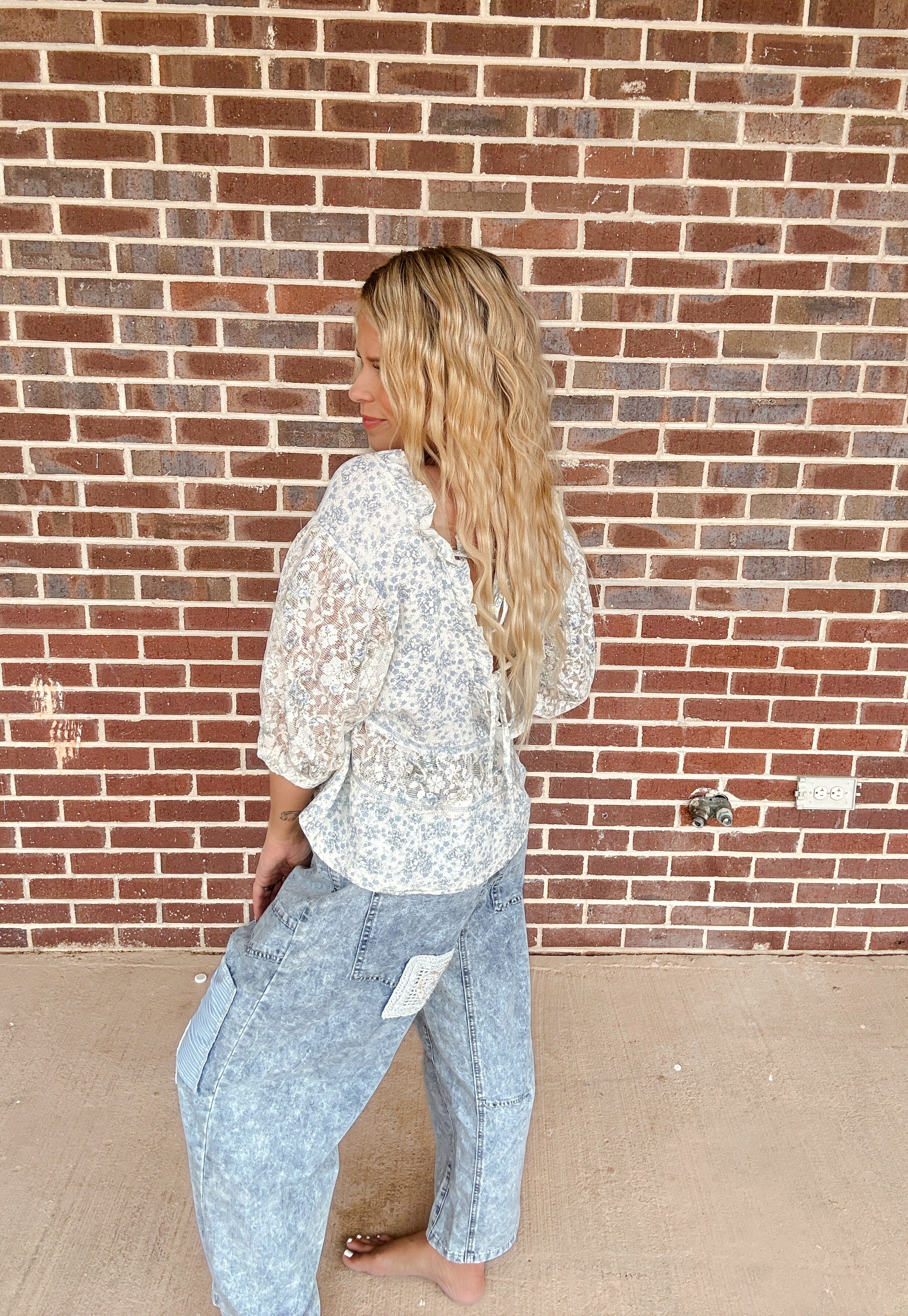 Ditsy Floral Top- Blue