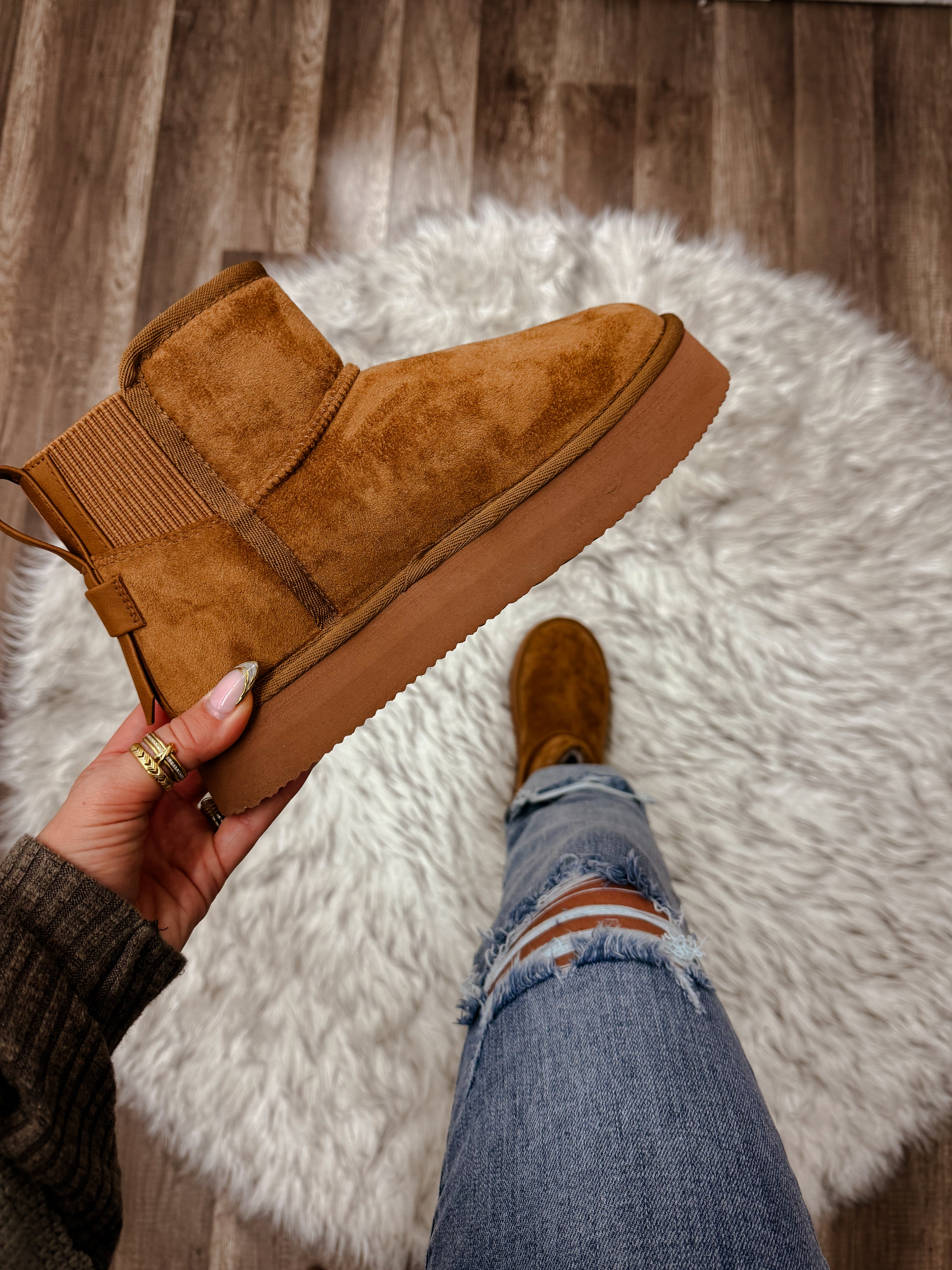 The Brooklyn Platform Slippers- Tan