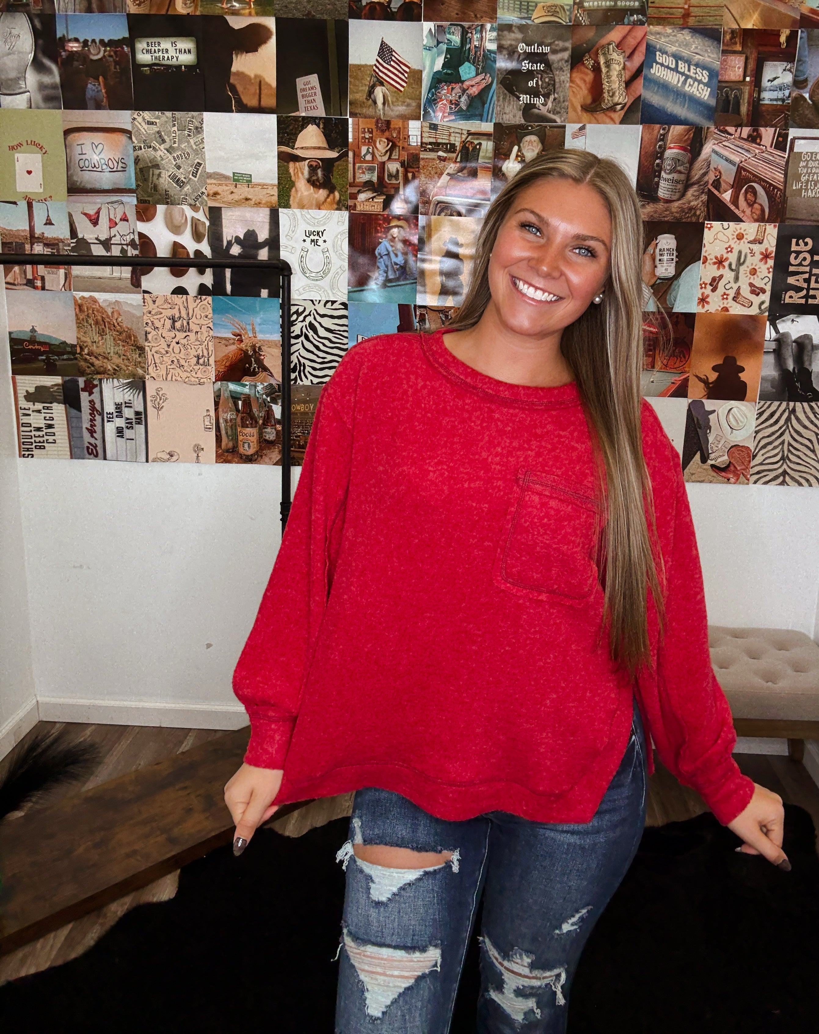 The Vintage Girl Top- Dark Red