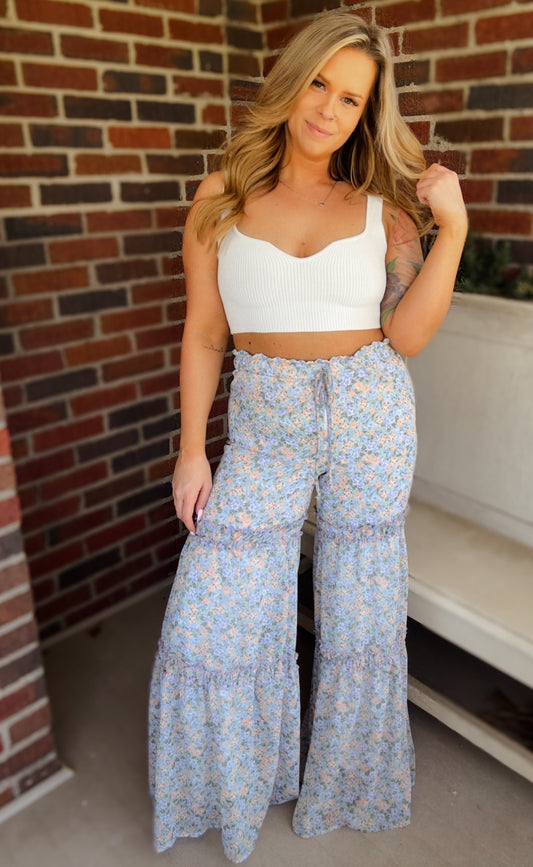 Wild boho palazzo pants- baby blue