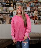 Oversized Girlie Pullover- Fuchsia