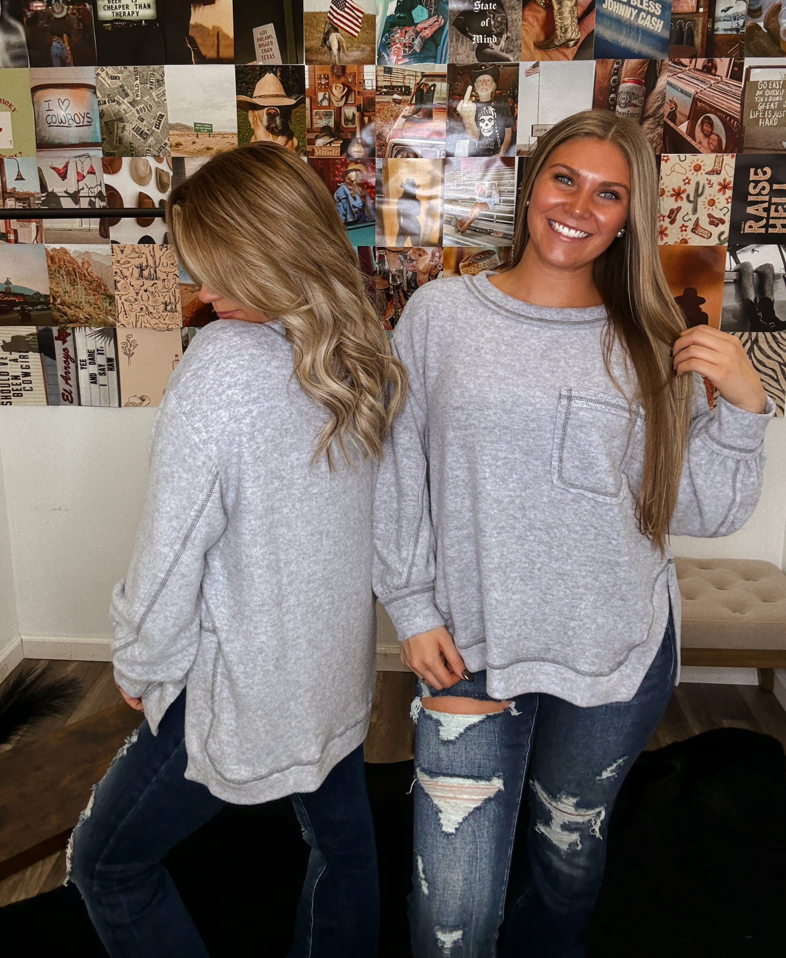 The Vintage Girl Top- Heather Grey