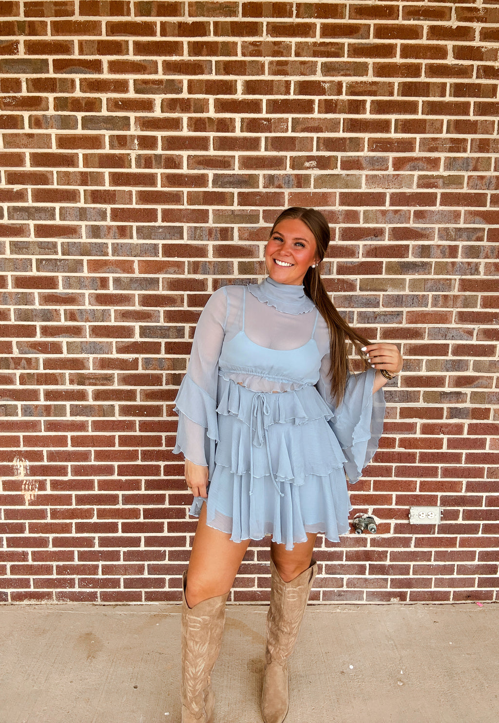 The Ruffle Dusty Blue Dress
