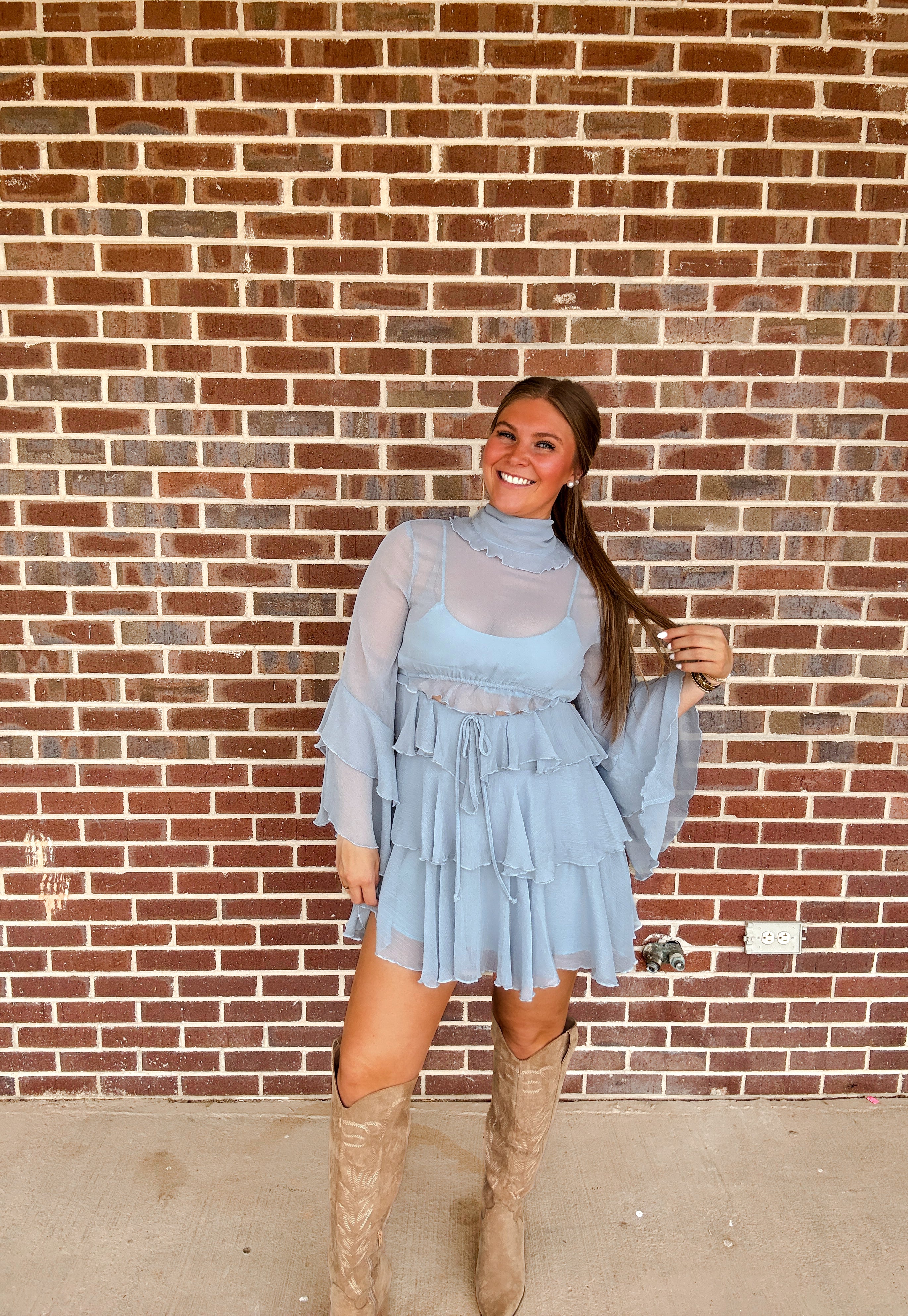 The Ruffle Dusty Blue Dress