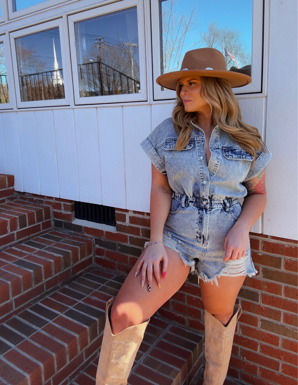 Stormy denim romper
