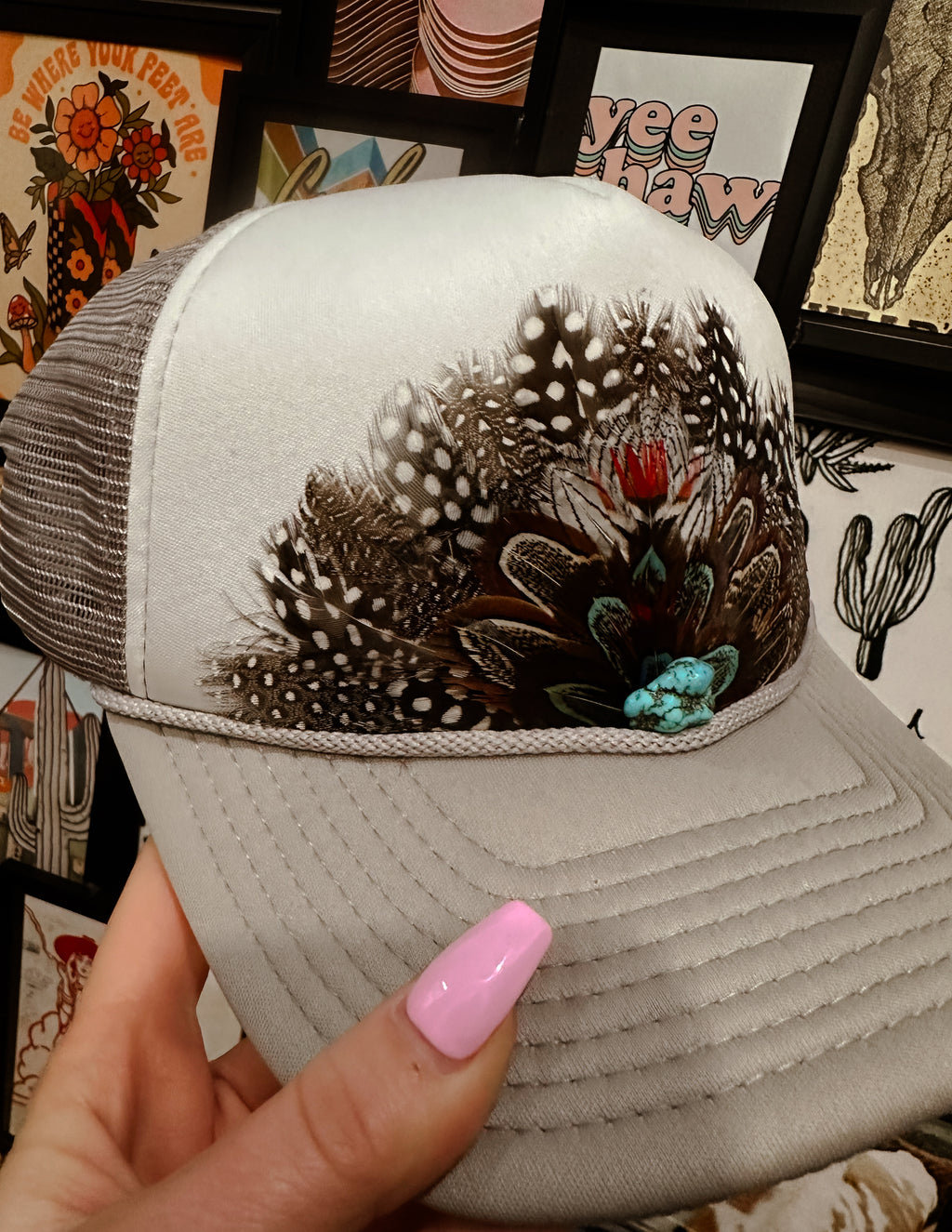 Stone Feathered Trucker Hat