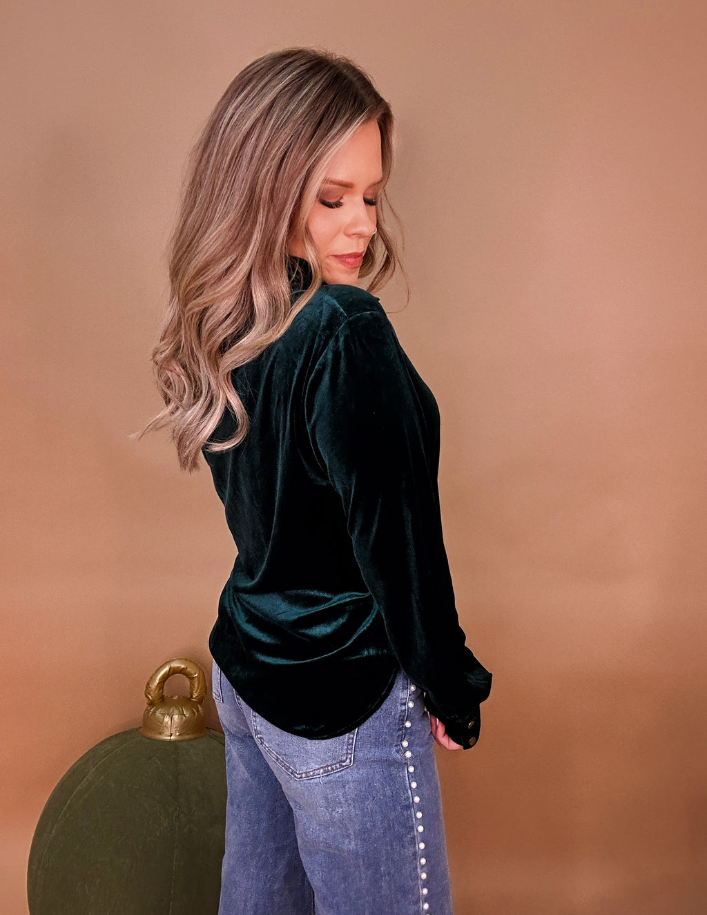 Mia Velvet Top- Emerald