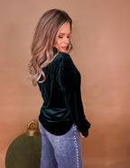 Mia Velvet Top- Emerald
