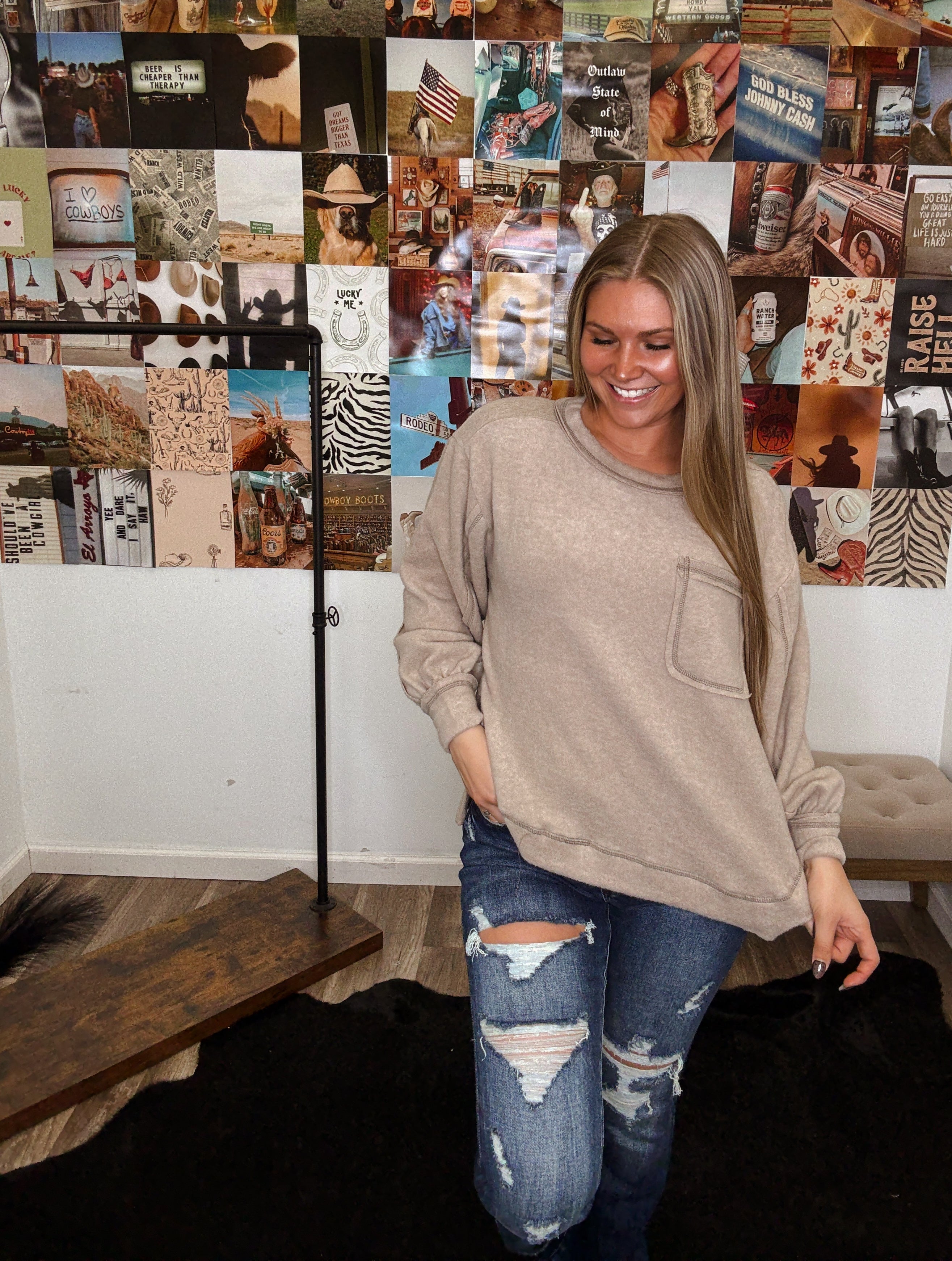 The Vintage Girl Top- Ash Mocha