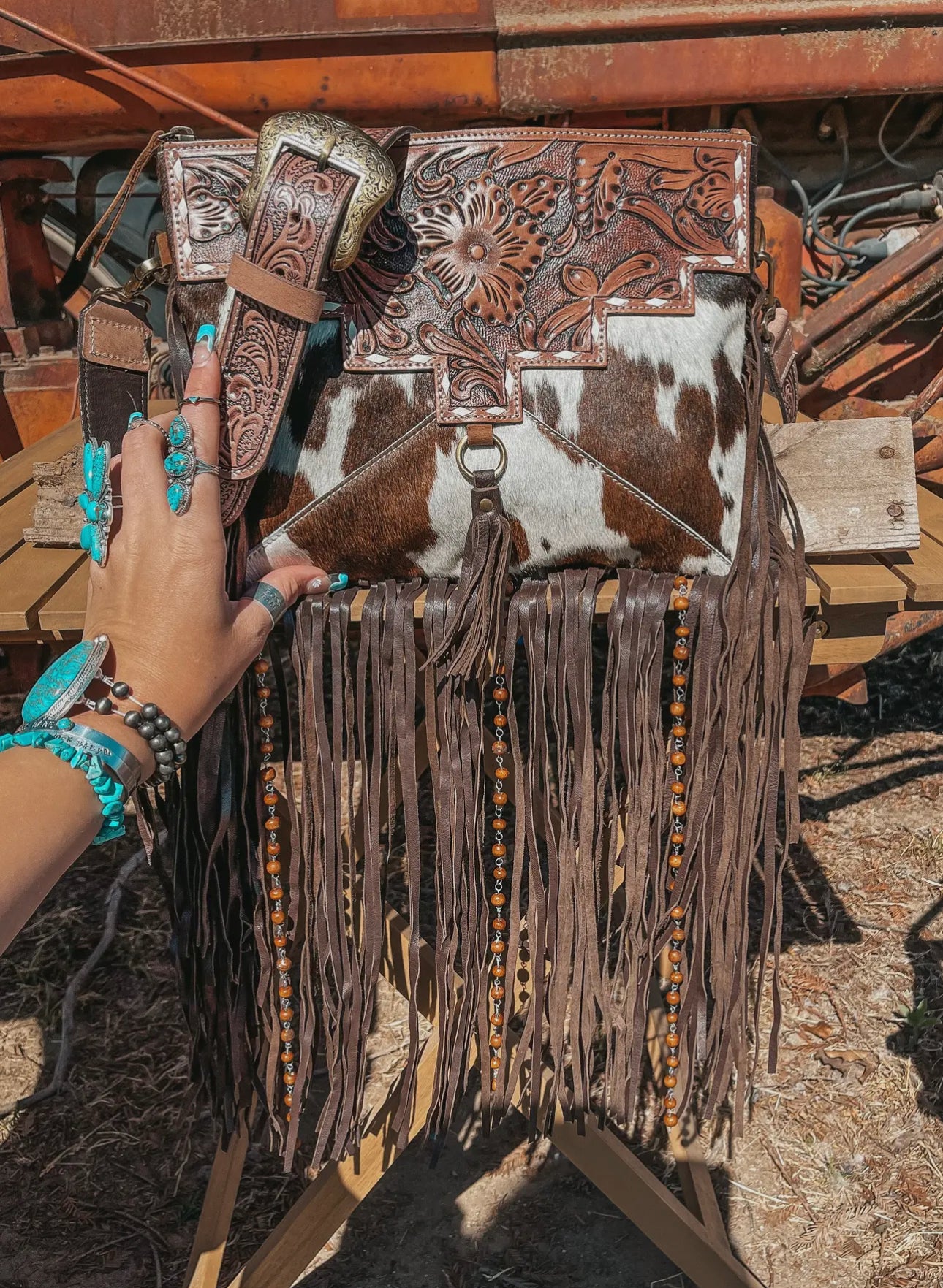 The Lancaster Cowhide Leather Tooled Purse