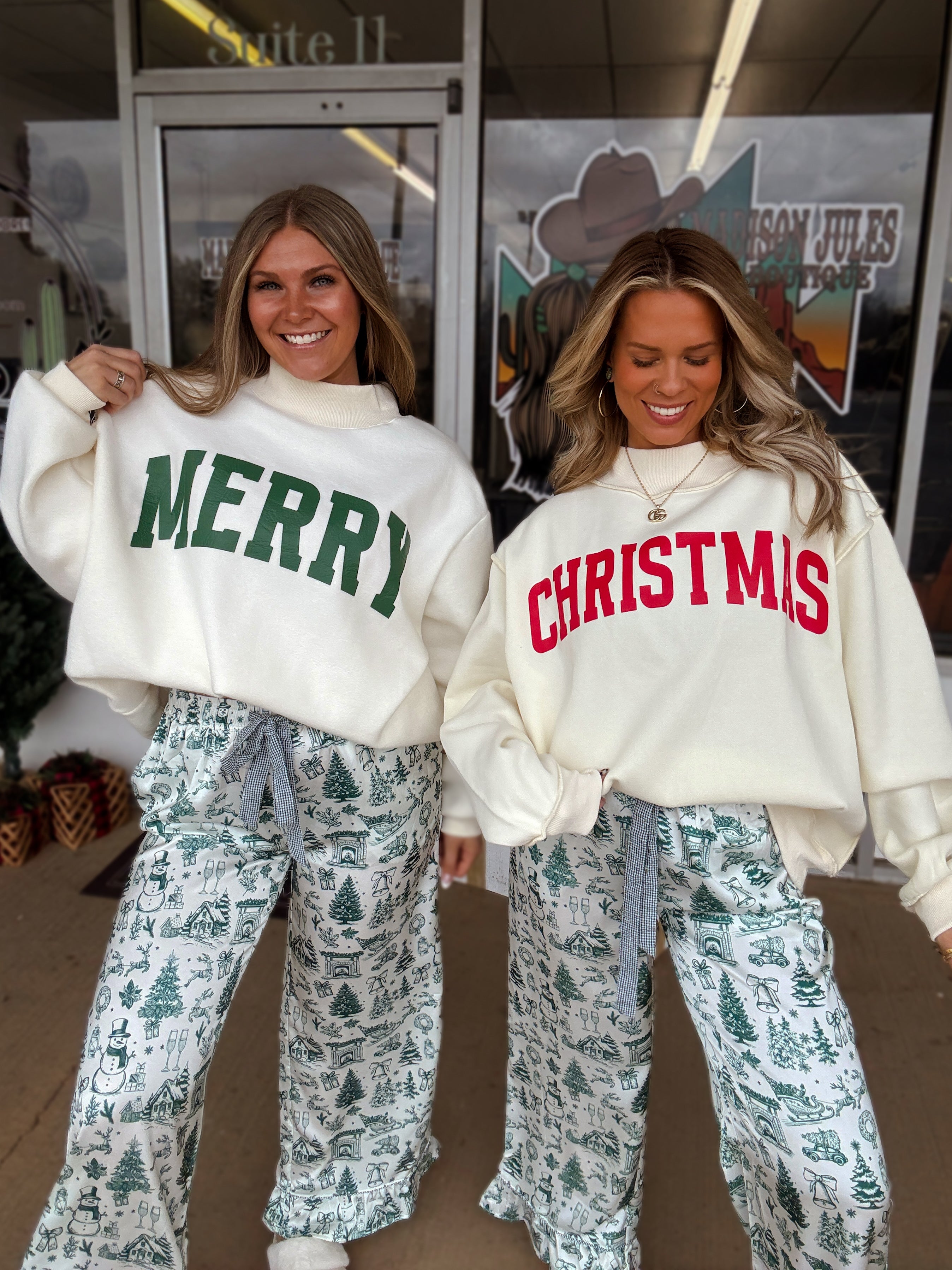 Christmas Reversible Mockneck- Cream