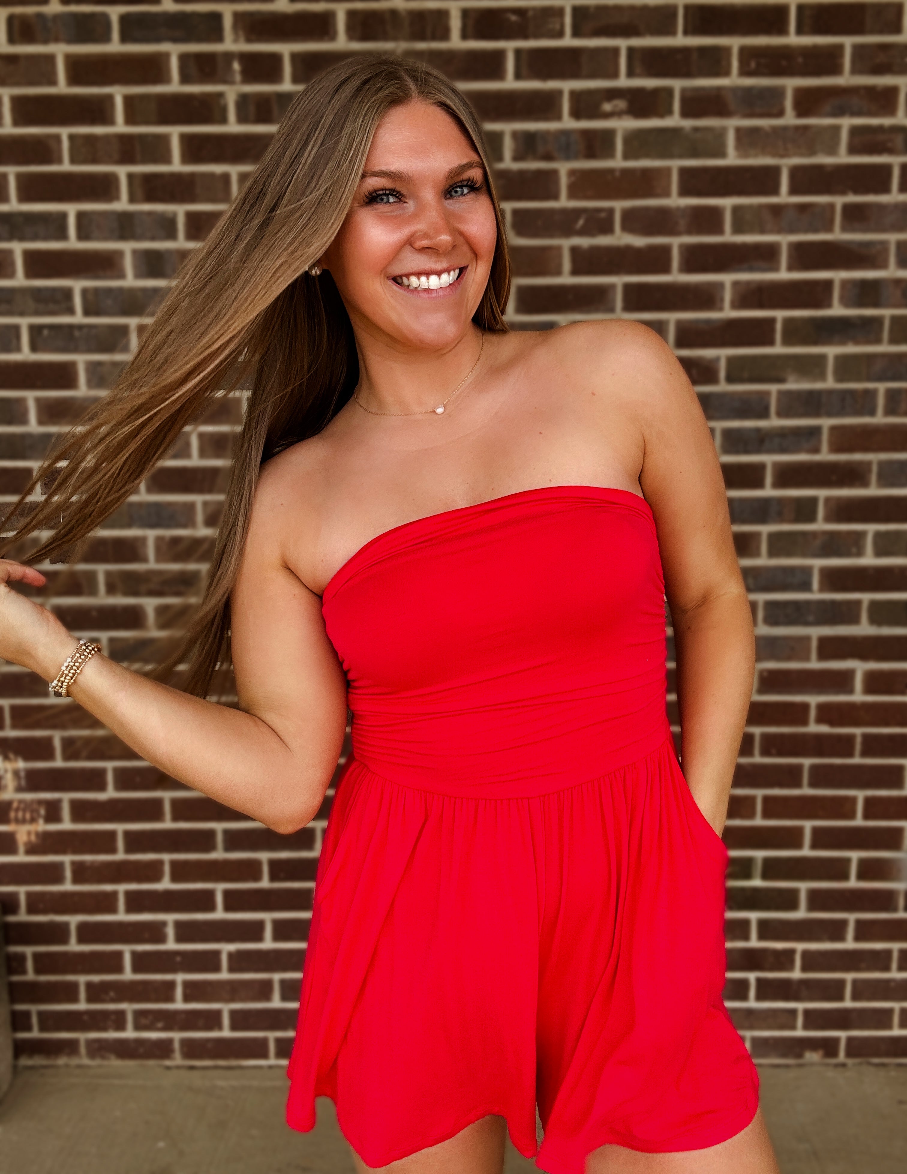 Here comes the sun Romper- Ruby Red