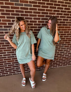 The Jules Tee Shirt Dress- Sage