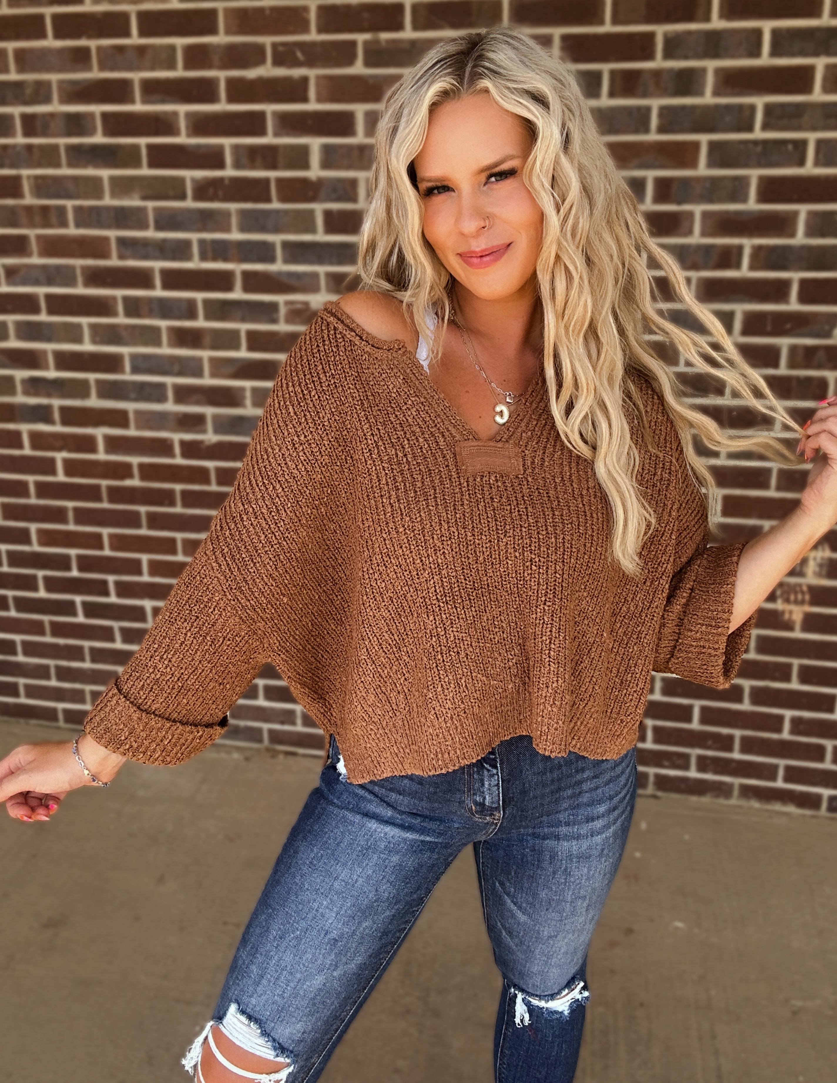 Old Money knit sweater- Deep Camel