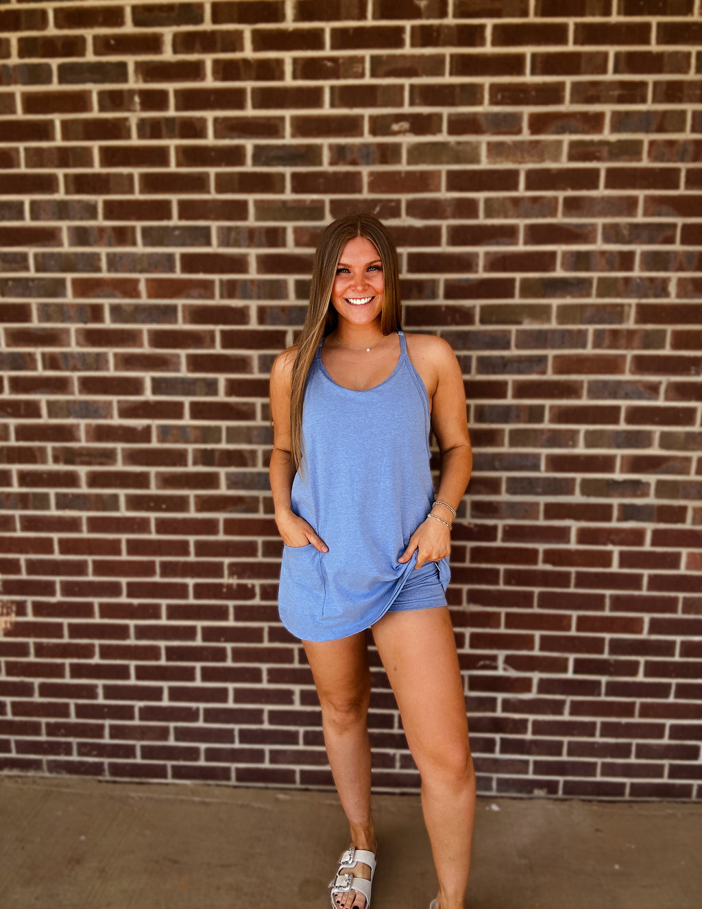 Things To Do Romper Dress- Blue