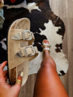 Straight Shooter Sandals- Cream