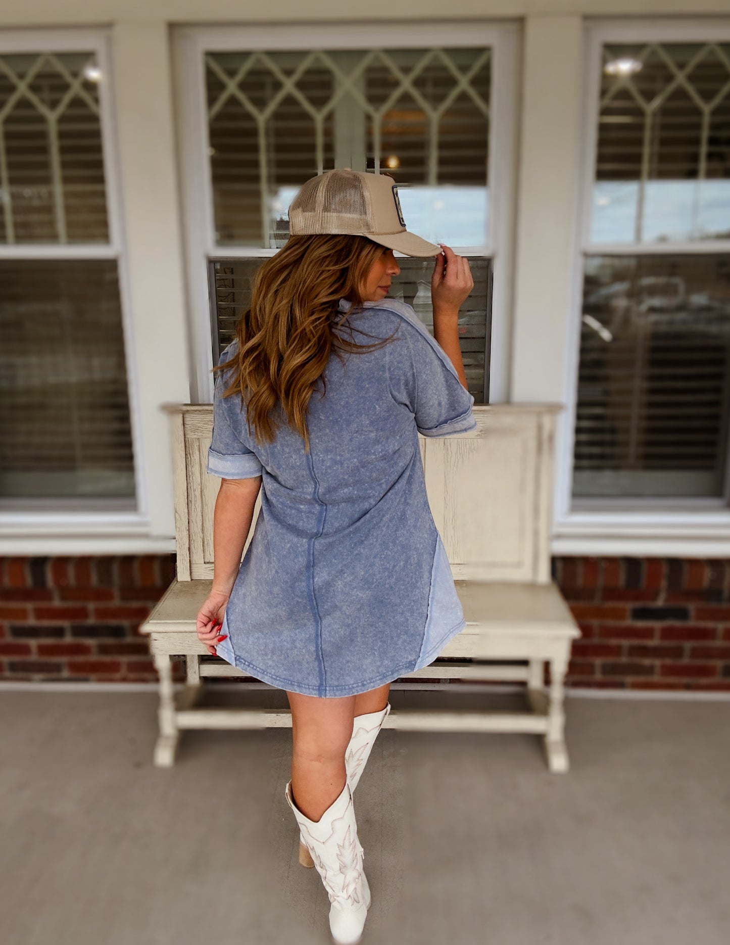 Raw edge oversized T- shirt dress