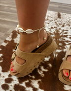 Beach Basics Tan Cord & Cowry Shell Anklet/Bracelet