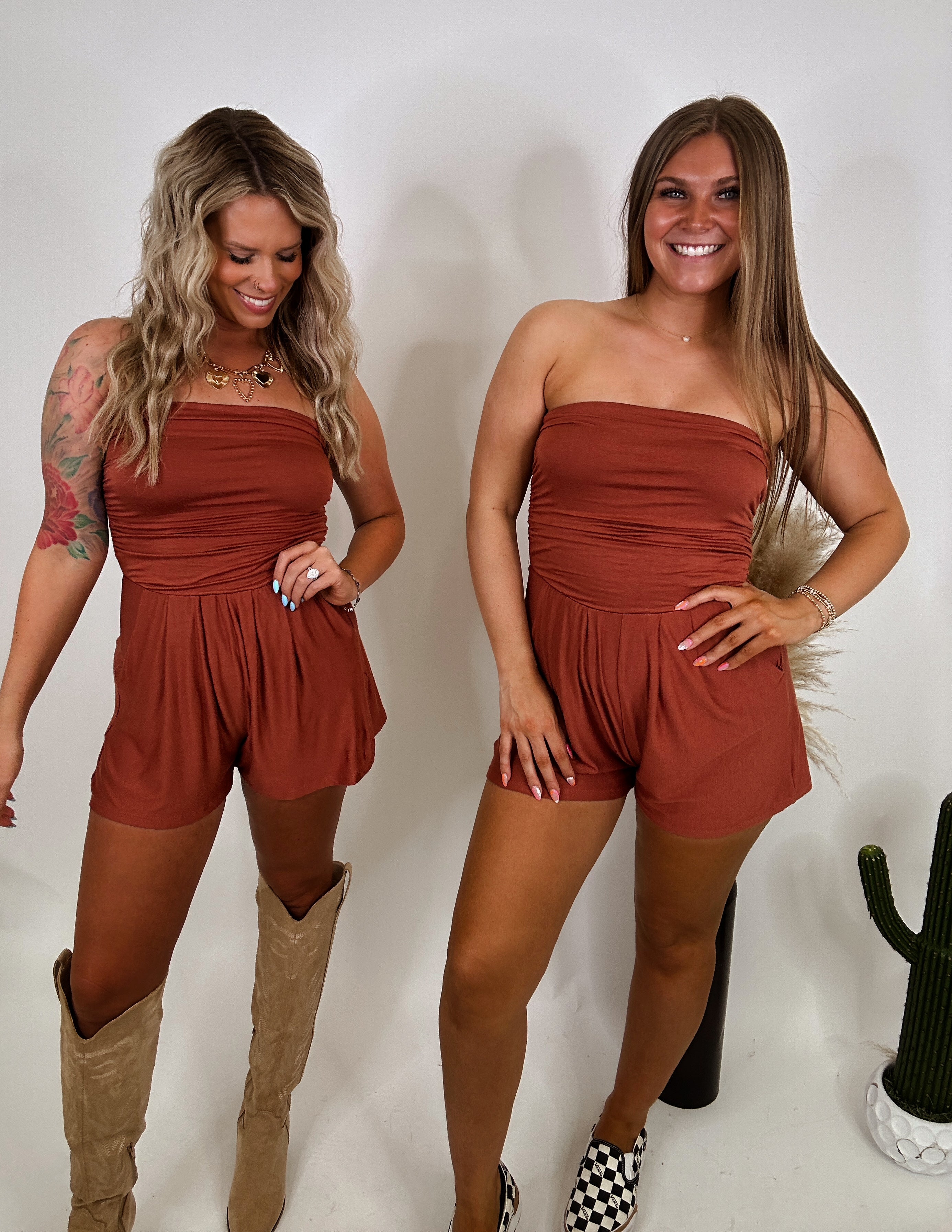 Here comes the sun Romper- Rust
