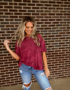 Almost The Weekend Pocket Tee- Cabernet