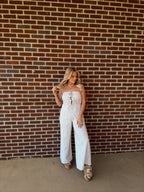 Maci Striped Jumpsuit- Taupe