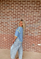 The Stripe Top- Blue/Lime