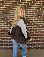 Haden stitch top- Charcoal