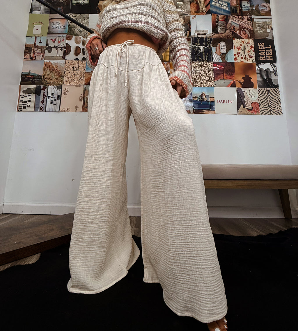 The Tia Gauze Pants- Cream