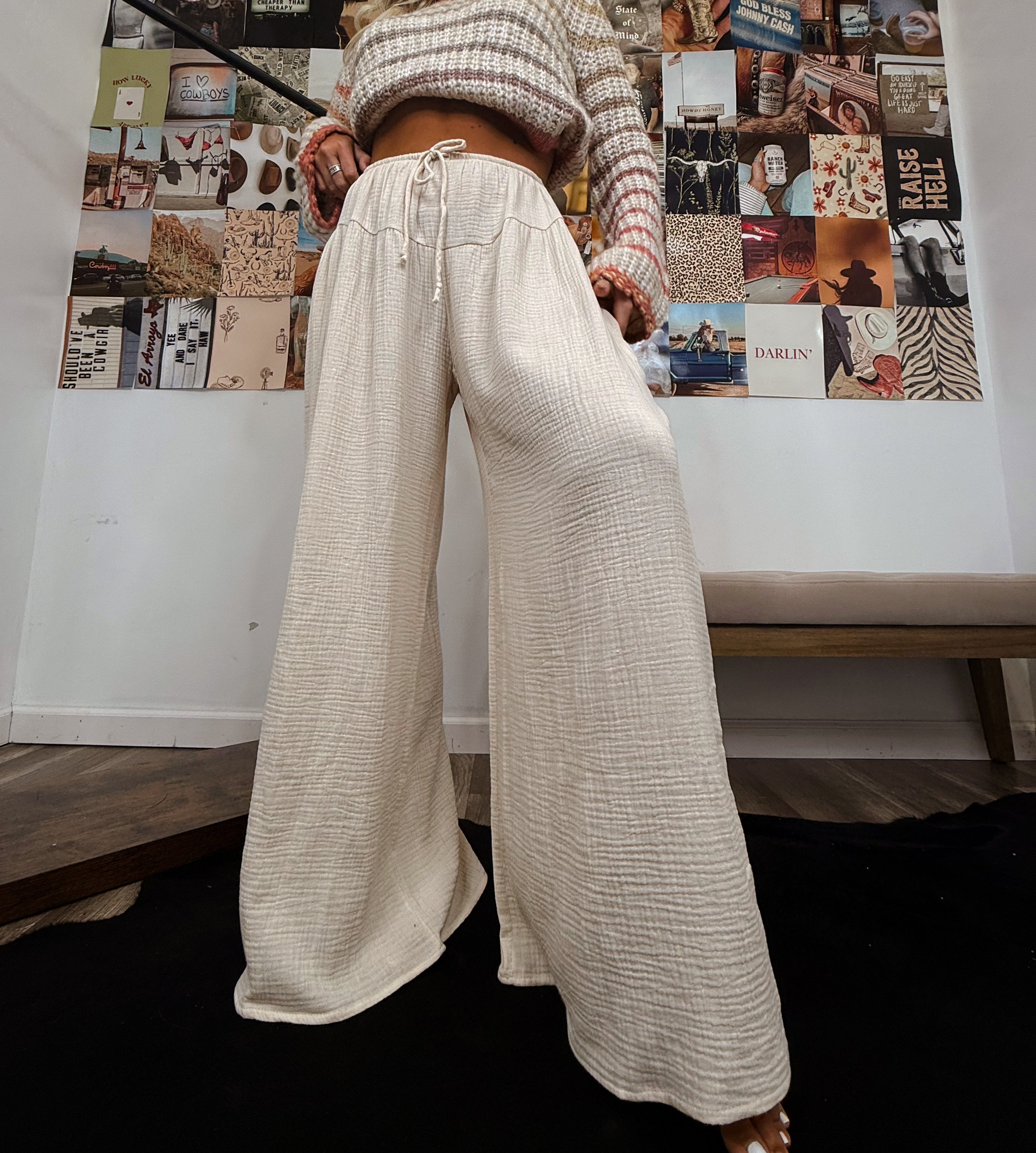 The Tia Gauze Pants- Cream