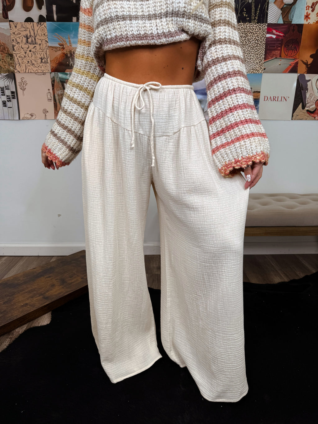 The Tia Gauze Pants- Cream
