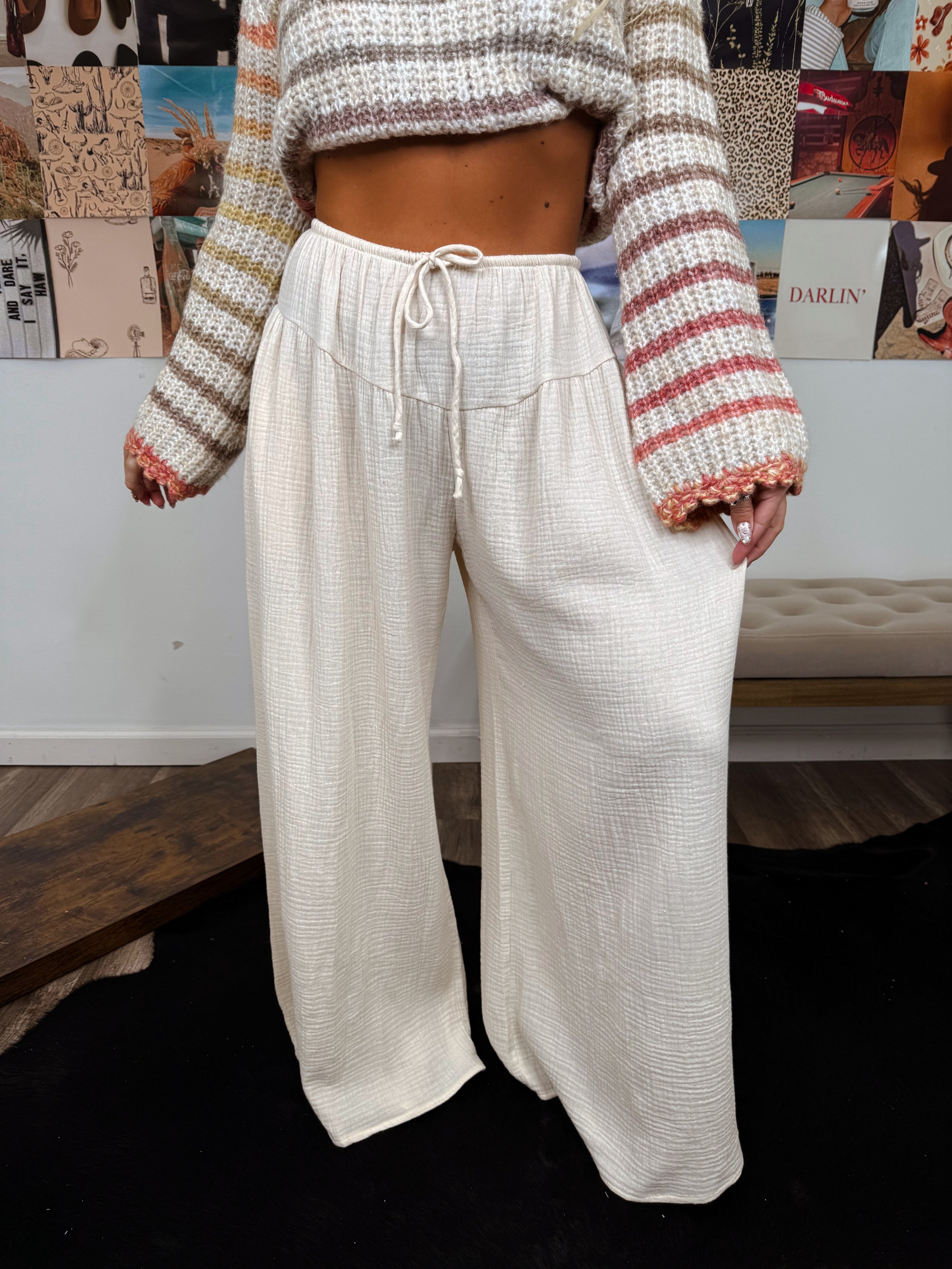 The Tia Gauze Pants- Cream