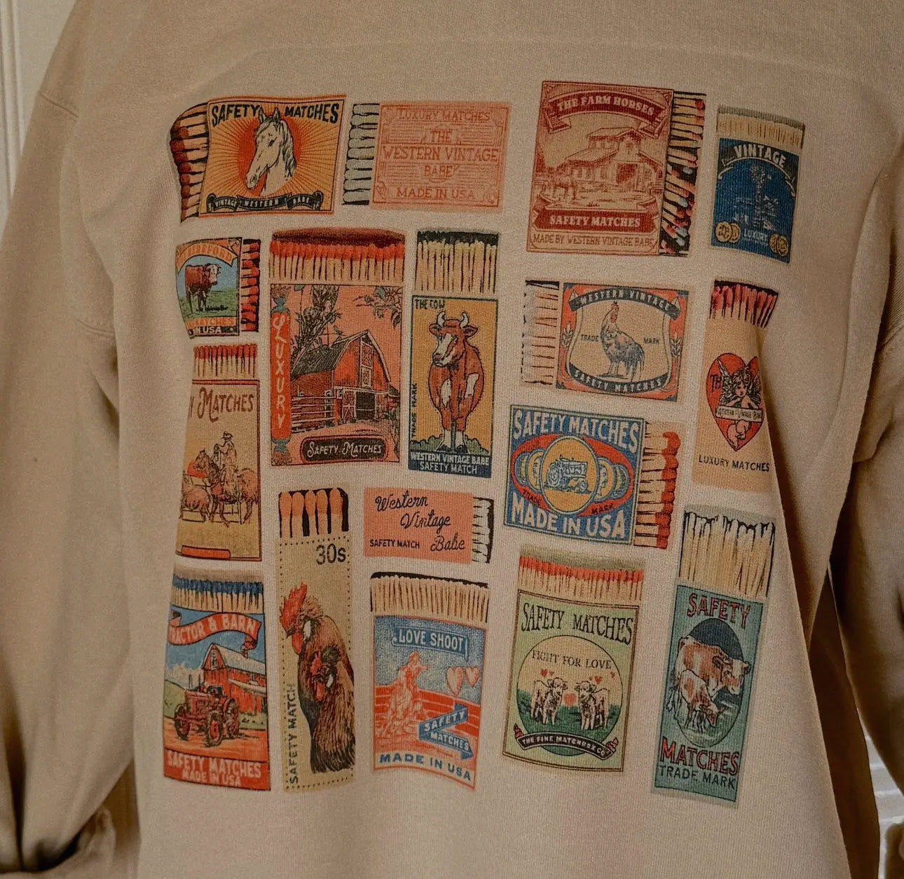 Western Vintage Matchbox Crewneck