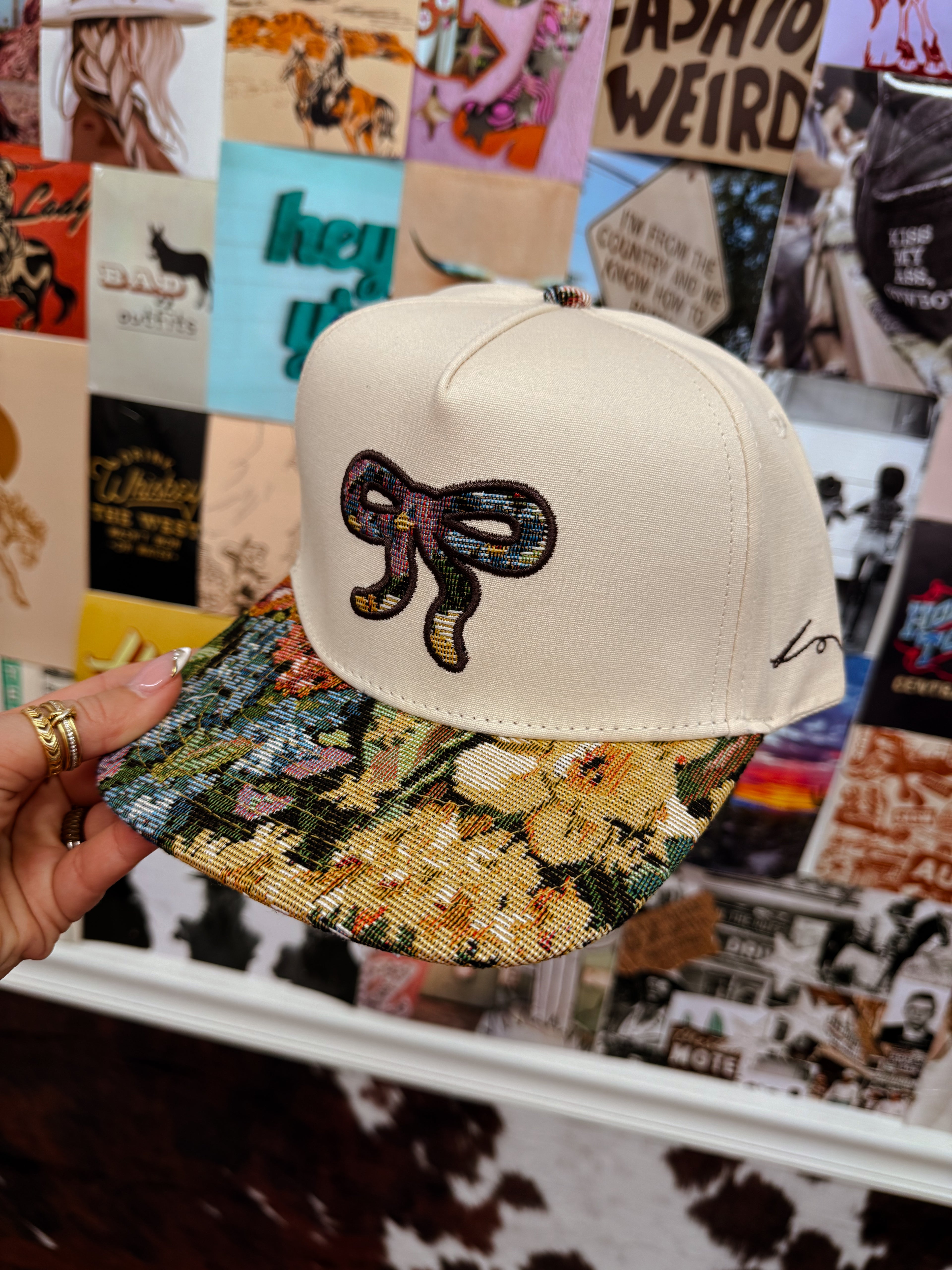 Canvas Floral Bow Trucker Hat