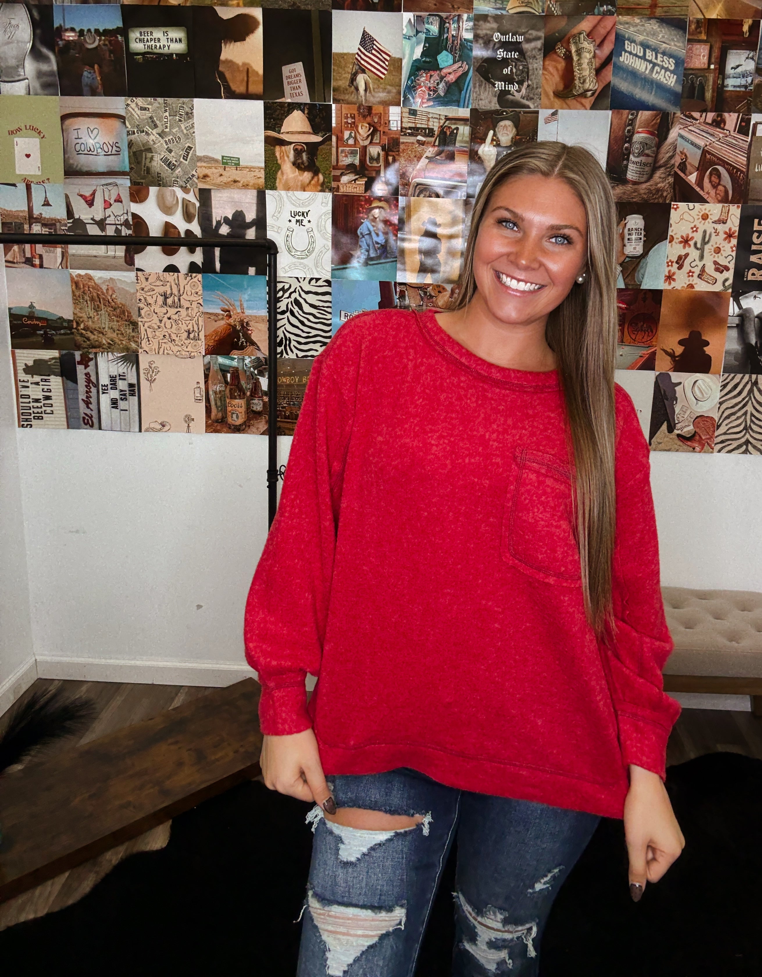 The Vintage Girl Top- Dark Red