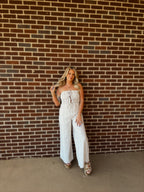 Maci Striped Jumpsuit- Taupe