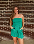 Here comes the sun Romper- Kelly Green
